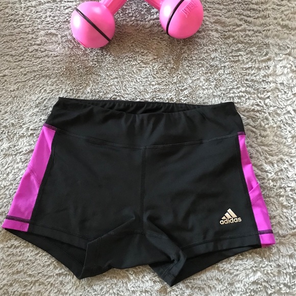 adidas Pants - 😍Adidas Black & Purple Climate shorts ~ size S